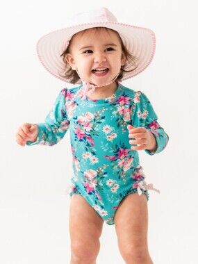 Ruffle Butts Fancy Me Floral Long Sleeve One Piece Rash Guard